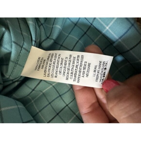 LL Bean Shirt Mens XXL Regular Blue Plaid 100% Cotton Button Up Short Sleeves - Picture 9 of 10
